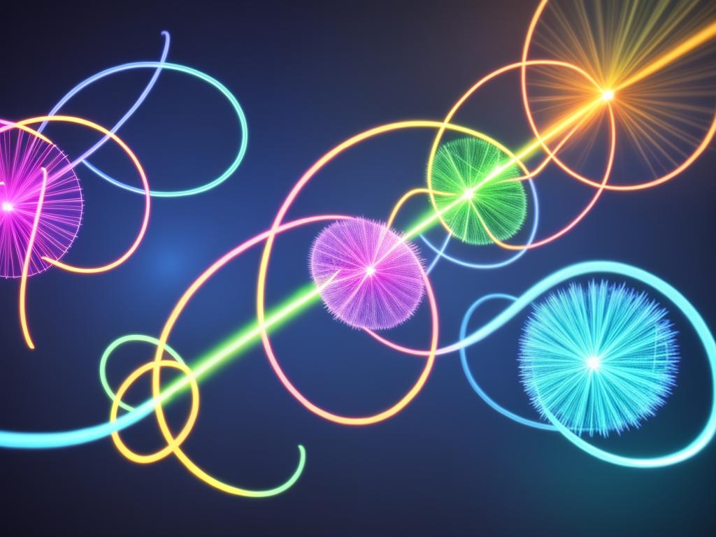 An illustration depicting two intertwined particles, representing quantum entanglement.