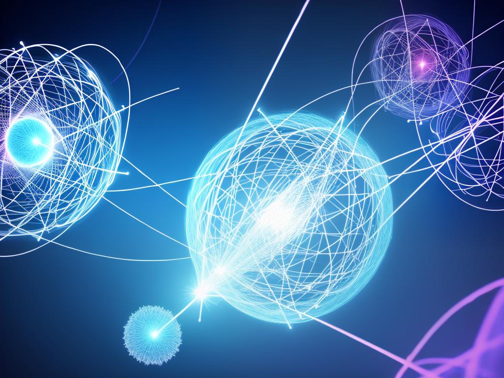Illustration of particles entangled in a quantum state