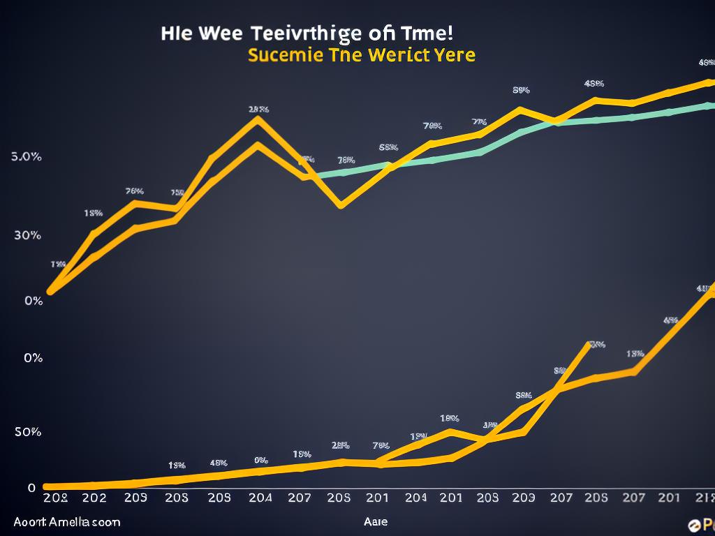 A graph showing the increase of website traffic over time, representing the success of SEO analytics.